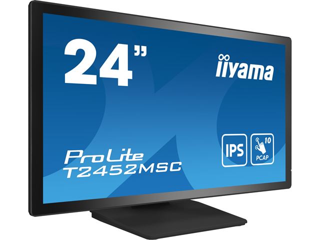 iiyama ProLite monitor T2452MSC-B1 24" Black, IPS, Projective Capacitive 10pt touch, HDMI, Display Port, edge-to-edge glass, anti fingerprint coating image 1