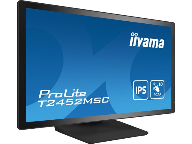 iiyama ProLite monitor T2452MSC-B1 24" Black, IPS, Projective Capacitive 10pt touch, HDMI, Display Port, edge-to-edge glass, anti fingerprint coating image 2