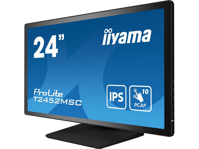 iiyama ProLite monitor T2452MSC-B1 24" Black, IPS, Projective Capacitive 10pt touch, HDMI, Display Port, edge-to-edge glass, anti fingerprint coating image 3