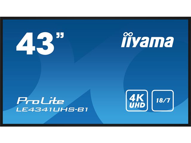 iiyama ProLite monitor LE4341UHS-B1 43", IPS, 4K UHD, 18/7 Hours Operation, 10W Speakers, Media playback, glossy finish image 0