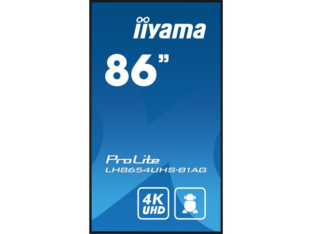 iiyama ProLite LH8654UHS-B1AG 86", 24/7, 4K, IPS, HDMI, landscape/portrait, Wifi, Android OS, FailOver and Intel® SDM slot, Anti-Glare image 1