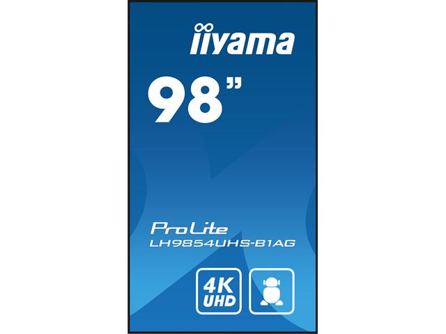 iiyama ProLite LH9854UHS-B1AG 98", 24/7, 4K, IPS, HDMI, landscape/portrait, Wifi, Android OS, FailOver and Intel® SDM slot, Anti-Glare image 1
