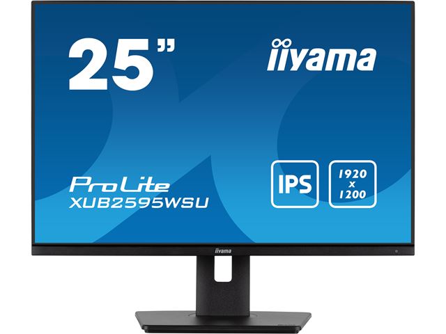 iiyama ProLite monitor XUB2595WSU-B5, 25", IPS, Height Adjustable and Pivot function, 1920 x 1200, HDMI, DisplayPort, USB Hub, FreeSync  image 0