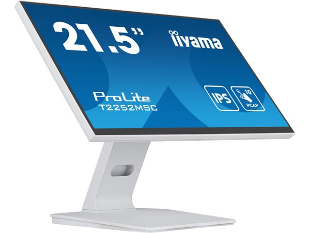 iiyama ProLite monitor T2252MSC-W2  22" White, IPS, Projective Capacitive 10pt touch, HDMI, Display Port, Edge-to-Edge glass design, anti fingerprint coating image 3