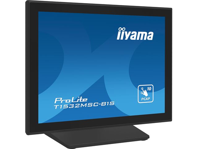 iiyama ProLite monitor T1532MSC-B1S 15", Black, Projective Capacitive 10pt touch, edge to edge glass,scratch resistant, HDMI, DisplayPort image 2