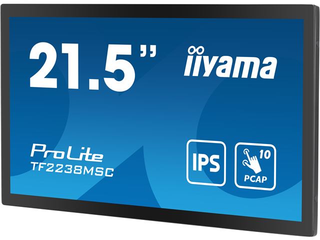 iiyama ProLite monitor TF2238MSC-B1 22", Optical bonded PCap, edge to edge glass, 10pt touch, Anti-glare, HDMI, DP, IPS, Scratch resistive, Anti-fingerprint coating image 5