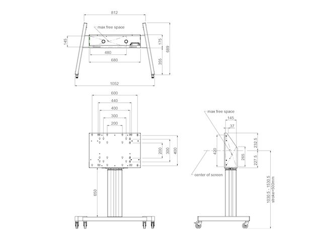 iiyama MD 062B7275 A, Floor lift on wheels for (touch) flat screens max 120 kg with lockable lid for protection image 4