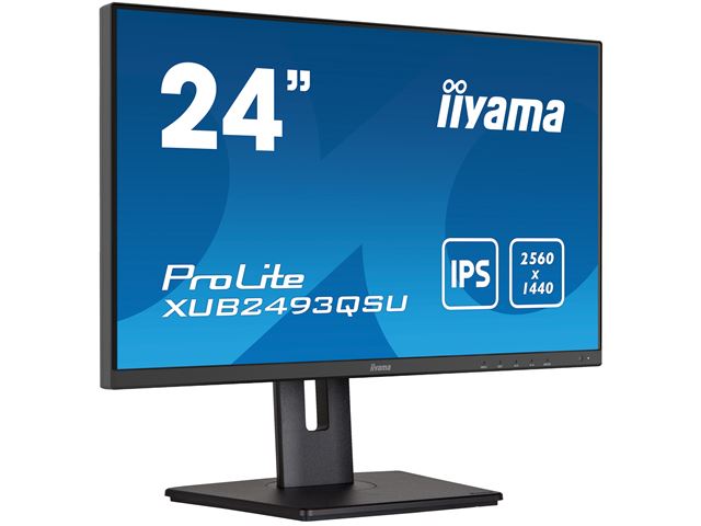 iiyama ProLite XUB2493QSU-B5 24" height adjustable Monitor 2560 x 1440, IPS, Quad HD, Black image 1