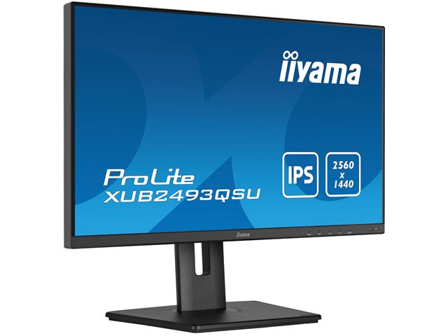 iiyama ProLite XUB2493QSU-B5 24" height adjustable Monitor 2560 x 1440, IPS, Quad HD, Black image 2
