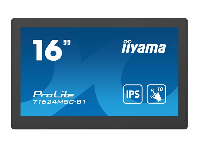 iiyama ProLite monitor T1624MSC-B1 15.6", IPS, Projective Capacitive 10pt touch,  HDMI, Media player, hinged stand image 0