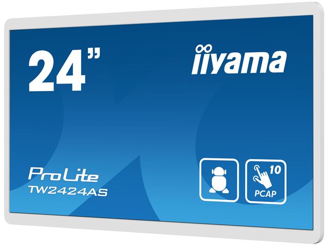 iiyama ProLite TW2424AS-W1, 24” IPS, White, Full HD PCAP 10pt touch screen with Android and anti glare coating image 3