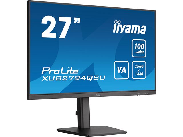 iiyama ProLite XUB2794QSU-B6, 27" WQHD resolution, Height adjustable, Ultra Slim, VA, HDMI, DP, 100hz refresh rate image 2