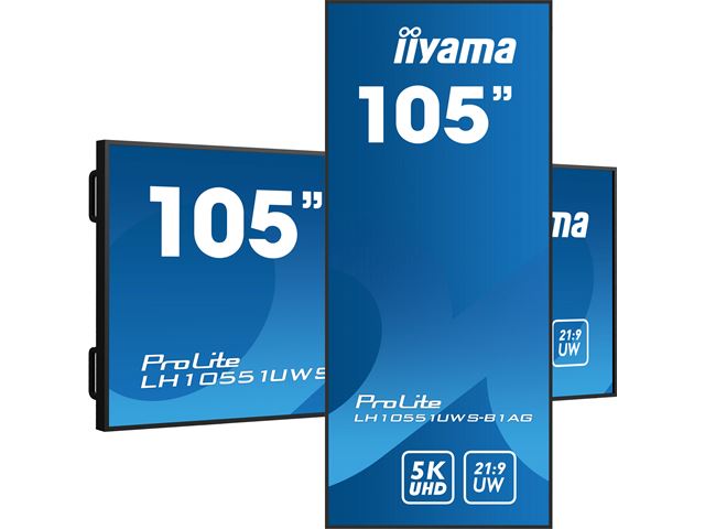 iiyama ProLite LH10551UWS-B1AG 105", specialised 21:9 panoramic commercial signage, 24/7, 5K, IPS, HDMI, landscape/portrait, OPS slot, Anti-Glare image 3