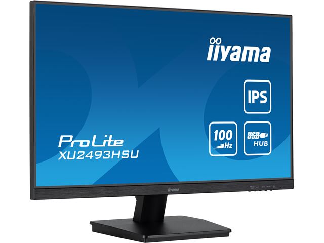 iiyama ProLite monitor XU2493HSU-B6 24", IPS, 100hz, Black, Ultra Slim Bezel, HDMI, DisplayPort, Blue light reducer, Flicker free image 2