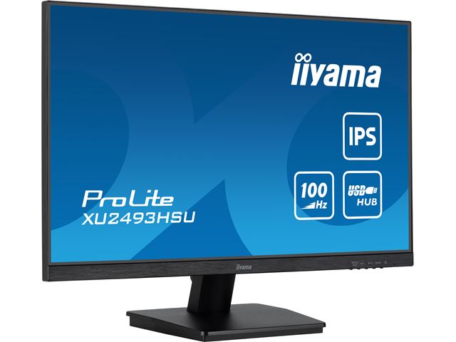 iiyama ProLite monitor XU2493HSU-B6 24", IPS, 100hz, USB Hub, Black, Ultra Slim Bezel, HDMI, DisplayPort, Blue light reducer, Flicker free image 2