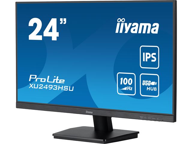 iiyama ProLite monitor XU2493HSU-B6 24", IPS, 100hz, Black, Ultra Slim Bezel, HDMI, DisplayPort, Blue light reducer, Flicker free image 3