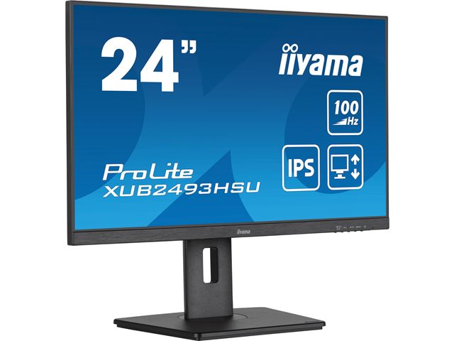 iiyama ProLite monitor XUB2493HSU-B6 24", IPS, 100hz, Height Adjustable, Black, Ultra Slim Bezel, HDMI, DisplayPort, Blue light reducer, Flicker free image 2