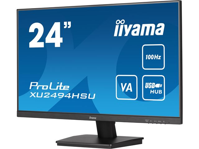iiyama ProLite monitor XU2494HSU-B6 24", VA panel, Full HD, Black, 3-side borderless bezel, HDMI, Display Port, USB Hub, 100Hz refresh rate image 3