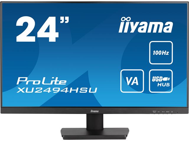 iiyama ProLite monitor XU2494HSU-B6 24", VA panel, Full HD, Black, 3-side borderless bezel, HDMI, Display Port, USB Hub, 100Hz refresh rate image 0