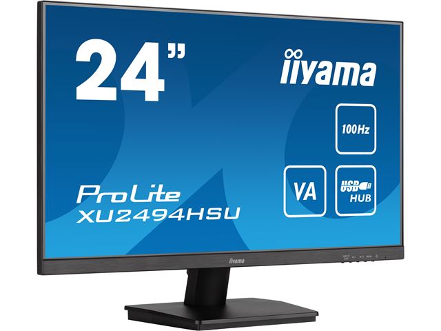 iiyama ProLite monitor XU2494HSU-B6 24", VA panel, Full HD, Black, 3-side borderless bezel, HDMI, Display Port, USB Hub, 100Hz refresh rate image 1