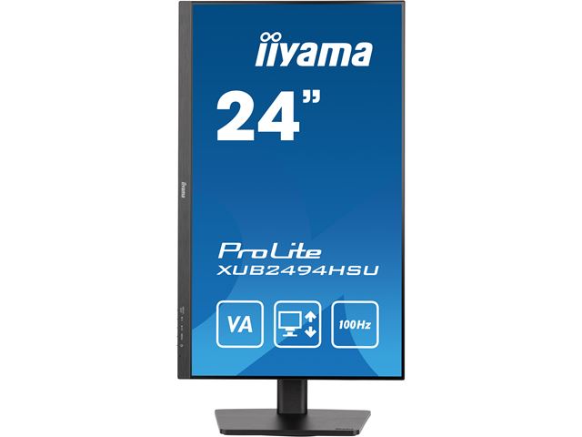 iiyama ProLite monitor XUB2494HSU-B6 24", VA panel, Height Adjustable, 100Hz refresh rate, 3-side borderless bezel, HDMI, Display Port, USB Hub image 1
