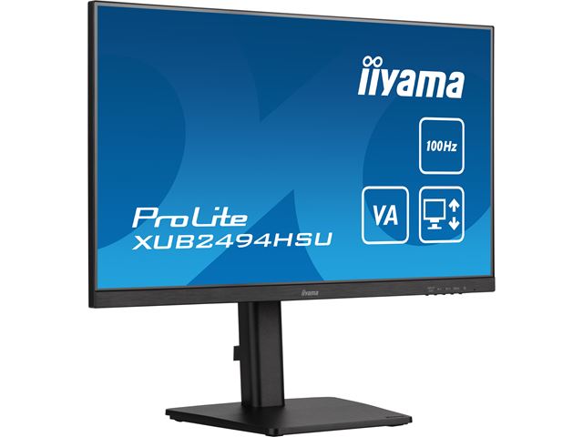 iiyama ProLite monitor XUB2494HSU-B6 24", VA panel, Height Adjustable, 100Hz refresh rate, 3-side borderless bezel, HDMI, Display Port, USB Hub image 3