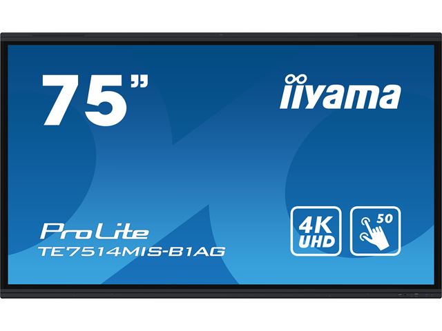iiyama ProLite monitor TE7514MIS-B1AG 75", 4k UHD, Infrared 50pt touch, Anti-glare coating, VA, HDMI, features Note, Browser & Cloud Drive, iiWare 11 image 0