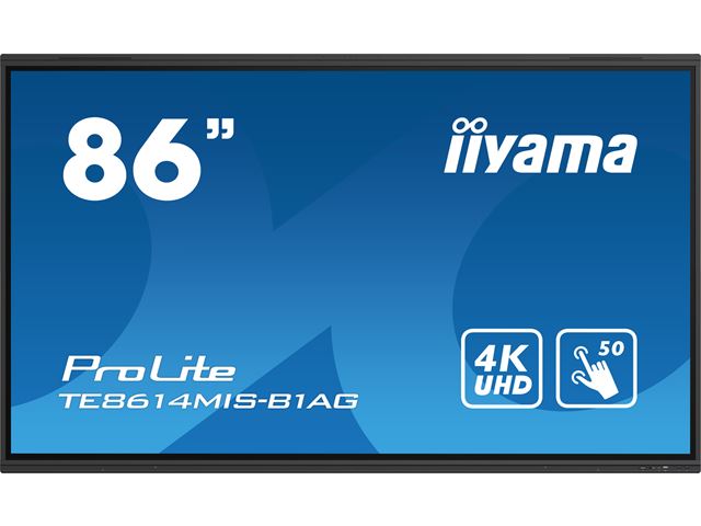 iiyama ProLite monitor TE8614MIS-B1AG 86", 4k UHD, Infrared 50pt touch, Anti-glare coating, VA, HDMI, features Note, Browser & Cloud Drive, iiWare 11 image 0