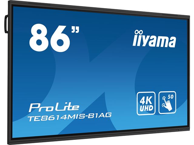 iiyama ProLite monitor TE8614MIS-B1AG 86", 4k UHD, Infrared 50pt touch, Anti-glare coating, VA, HDMI, features Note, Browser & Cloud Drive, iiWare 11 image 1