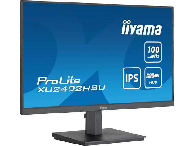 iiyama ProLite monitor XU2492HSU-B6 24" IPS, Full HD, Black, Ultra Slim Bezel, HDMI, Display Port, USB Hub with 100Hz refresh rate image 2