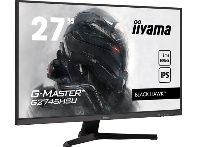 iiyama G-Master Black Hawk gaming monitor G2745HSU-B1 27" Black, IPS, 100Hz, 1ms, FreeSync, HDMI, Display Port, USB Hub image 1