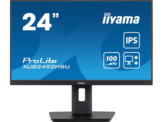 iiyama ProLite monitor XUB2492HSU-B6 24" IPS, Full HD, Black, Ultra Slim Bezel, HDMI, Display Port, USB Hub, Height Adjustable, 100hz image 0