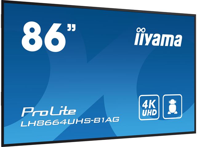 iiyama ProLite LH8664UHS-B1AG 86", 24/7, 4K, IPS, HDMI, landscape/portrait, Wifi, Android OS, signal FailOver, 500cd/m² high brightness, Anti-Glare image 2