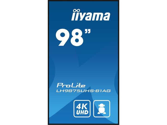 iiyama ProLite LH9875UHS-B1AG 98", 24/7, 4K, IPS, HDMI, landscape/portrait, Wifi, Android OS, FailOver and Intel® SDM slot, Anti-Glare image 1