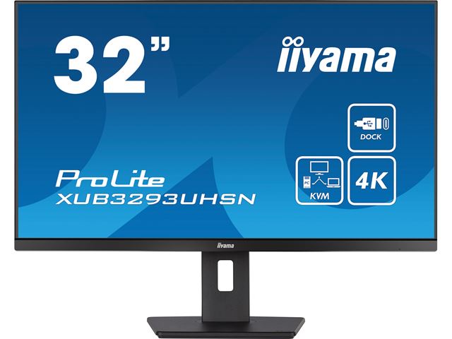 iiyama ProLite monitor XUB3293UHSN-B5 32" 3-side borderless design, IPS panel with KVM switch, USB-C dock, height adjustable image 0