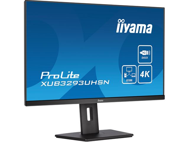 iiyama ProLite monitor XUB3293UHSN-B5 32" 3-side borderless design, IPS panel with KVM switch, USB-C dock, height adjustable image 2