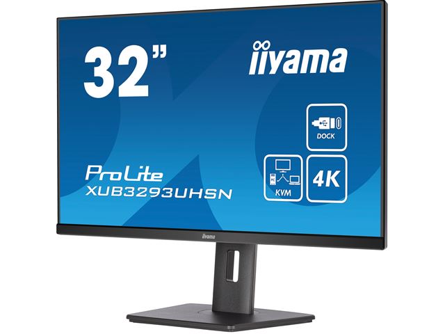 iiyama ProLite monitor XUB3293UHSN-B5 32" 3-side borderless design, IPS panel with KVM switch, USB-C dock, height adjustable image 3