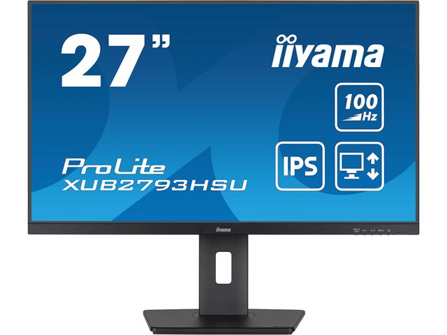 iiyama ProLite monitor XUB2793HSU-B6, 27" 3-side borderless design, IPS, 100hz, Height Adjustable and pivot function, HDMI, DisplayPort, FreeSync, Flicker free image 0