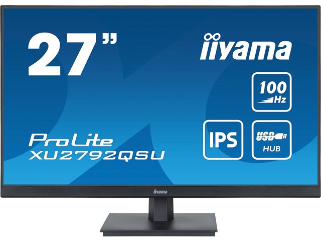 iiyama ProLite monitor XU2792QSU-B6 27" IPS, 2560x1440, 100hz, FreeSync, Ultra Slim Bezel, Black, HDMI, Display Port, USB Hub,  image 0