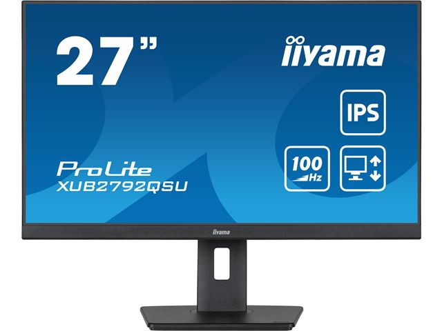 iiyama ProLite monitor XUB2792QSU-B6 27" IPS, 2560x1440, FreeSync, 100hz, 3-side borderless, Black, HDMI, Display Port, USB Hub, Height Adjustable image 0