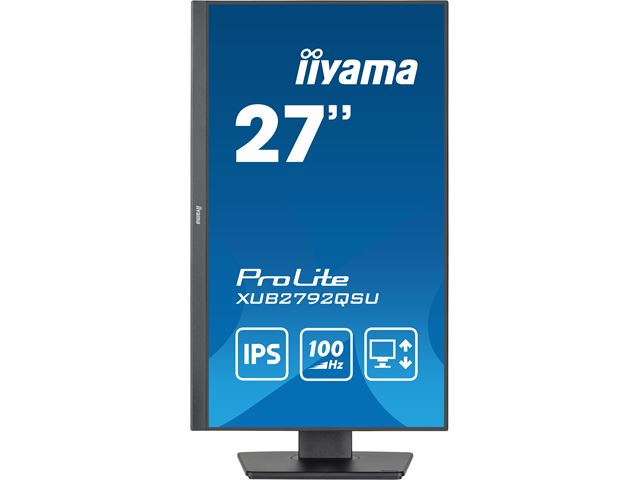 iiyama ProLite monitor XUB2792QSU-B6 27" IPS, 2560x1440, FreeSync, 100hz, 3-side borderless, Black, HDMI, Display Port, USB Hub, Height Adjustable image 1