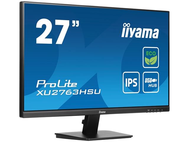 iiyama ProLite monitor ECO XU2763HSU-B1 27" IPS, Full HD, Black, Ultra Slim Bezel, HDMI, Display Port, USB Hub with B energy class image 3