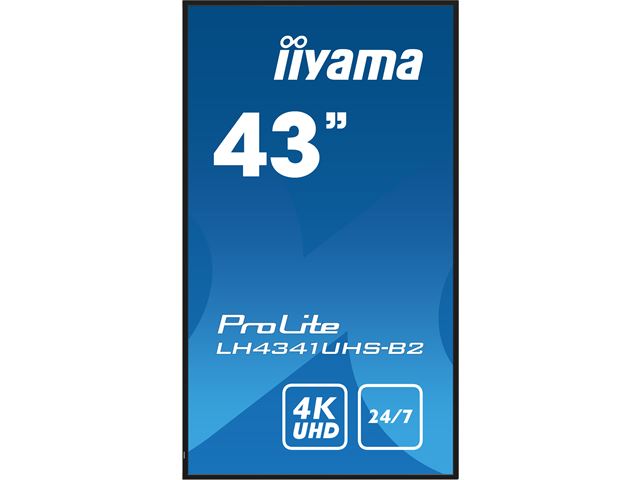 iiyama ProLite monitor LH4341UHS-B2 43", Digital Signage, IPS, HDMI, 4K, 24/7, Landscape/Portrait, Media Player, 500cd/m² brightness image 1