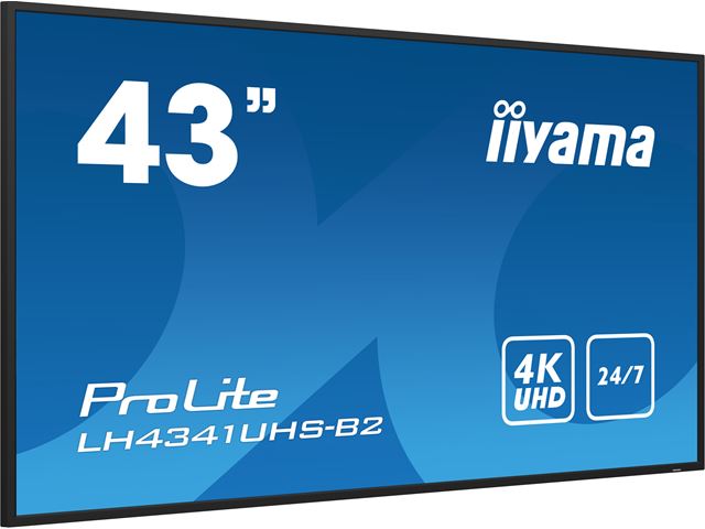 iiyama ProLite monitor LH4341UHS-B2 43", Digital Signage, IPS, HDMI, 4K, 24/7, Landscape/Portrait, Media Player, 500cd/m² brightness image 2
