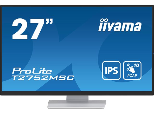 iiyama ProLite monitor T2752MSC-W1 27", White, Projective Capacitive 10pt touch, IPS, Scratch resistant, HDMI, DisplayPort, Edge to edge glass image 0
