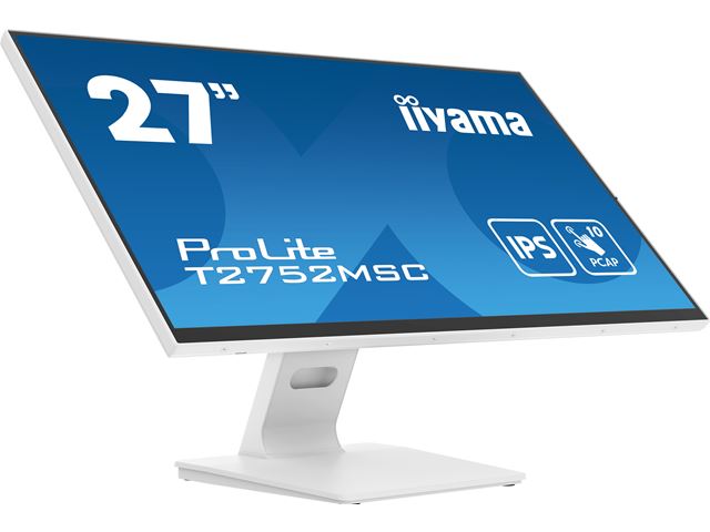 iiyama ProLite monitor T2752MSC-W1 27", White, Projective Capacitive 10pt touch, IPS, Scratch resistant, HDMI, DisplayPort, Edge to edge glass image 1