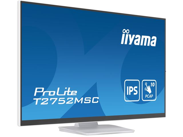 iiyama ProLite monitor T2752MSC-W1 27", White, Projective Capacitive 10pt touch, IPS, Scratch resistant, HDMI, DisplayPort, Edge to edge glass image 2