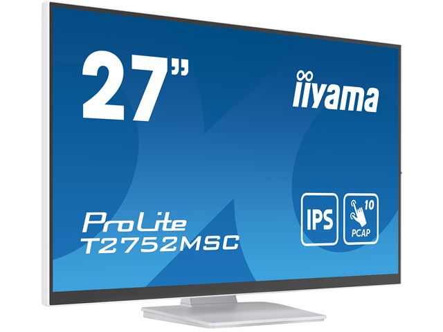 iiyama ProLite monitor T2752MSC-W1 27", White, Projective Capacitive 10pt touch, IPS, Scratch resistant, HDMI, DisplayPort, Edge to edge glass image 3