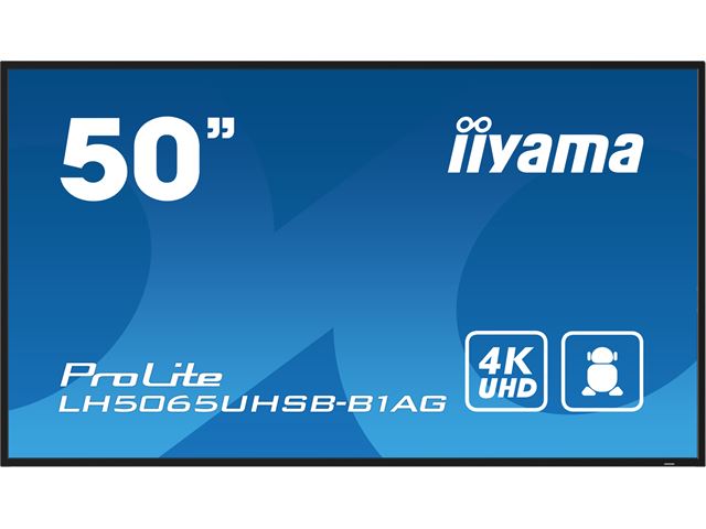 iiyama ProLite monitor LH5065UHSB-B1AG 50", Digital Signage, VA, HDMI, DisplayPort, 4K, 24/7, Landscape/Portrait, Media Player, 800cd/m² panel for illuminating communication, Anti-Glare image 0