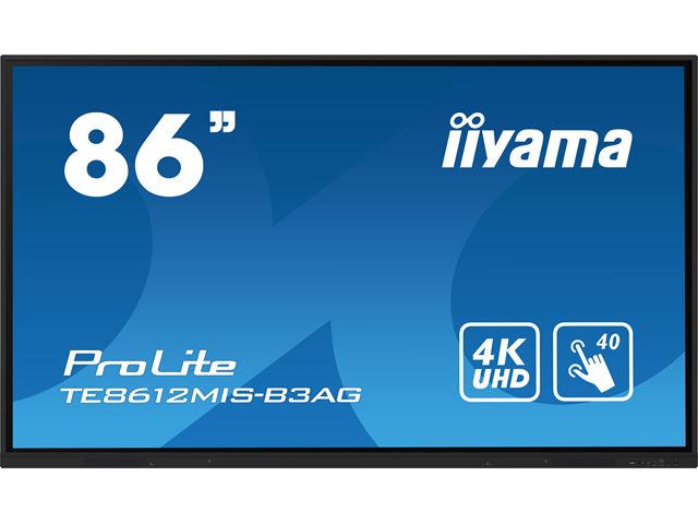 iiyama ProLite TE8612MIS-B3AG 86", 4k UHD, Infrared 40pt touch, PC slot, 24/7, VA, Anti-glare coating, WiFi, HDMI, USB-C, Android 11 OS image 0